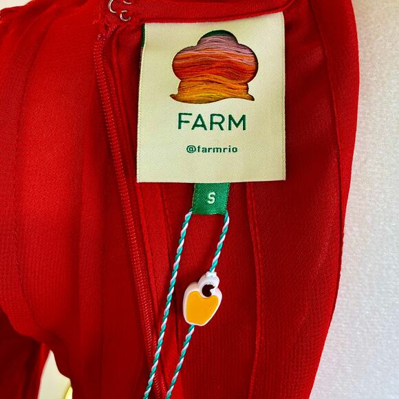 NWT Farm Rio Red Long Sleeve Sheer Stripe Peplum Blouse – Size Small - Picture 6 of 13